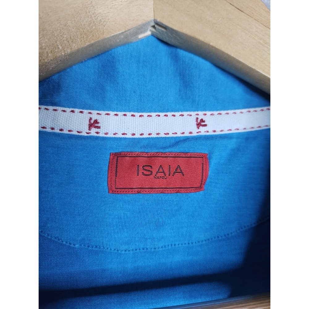 Isaia Napoli Blue Silk Cotton Polo Shirt Size XL Made In Italy - Picture 7 of 7